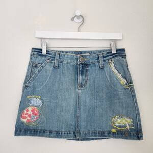 Y2K Gap Jeans Patchwork Distressed Denim Mini Skirt Low Rise Bratz Size 6